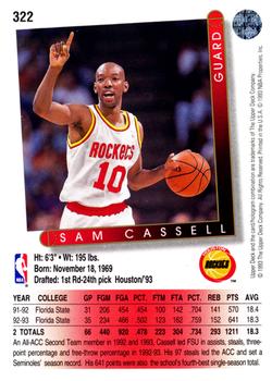 1993-94 Upper Deck #322 Sam Cassell Back
