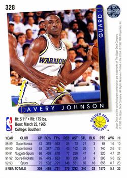 1993-94 Upper Deck #328 Avery Johnson Back