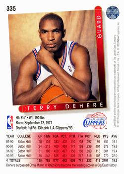 1993-94 Upper Deck #335 Terry Dehere Back