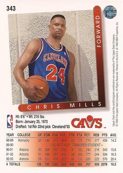 1993-94 Upper Deck #343 Chris Mills Back