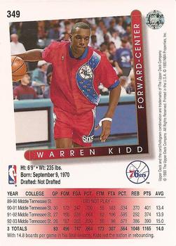 1993-94 Upper Deck #349 Warren Kidd Back