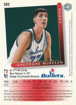 1993-94 Upper Deck #383 Gheorghe Muresan Back