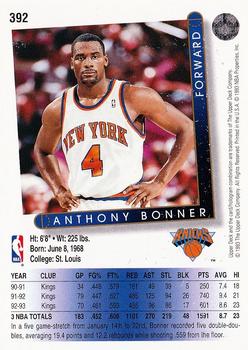 1993-94 Upper Deck #392 Anthony Bonner Back