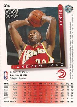 1993-94 Upper Deck #394 Andrew Lang Back