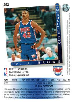 1993-94 Upper Deck #403 P.J. Brown Back