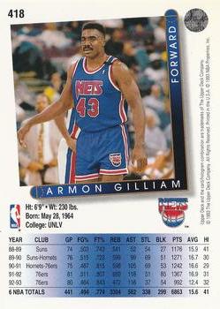 1993-94 Upper Deck #418 Armon Gilliam Back