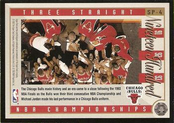 1993-94 Upper Deck #SP-4 Chicago Bulls Three Straight Back