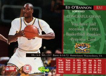 1995 Classic Rookies - Assets Gold Previews #RA1 Ed O'Bannon Back