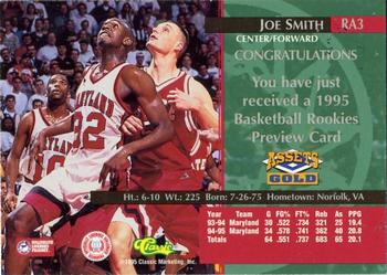 1995 Classic Rookies - Assets Gold Previews #RA3 Joe Smith Back