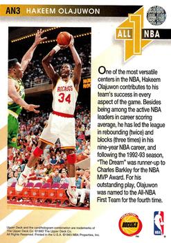 1993-94 Upper Deck - All-NBA #AN3 Hakeem Olajuwon Back