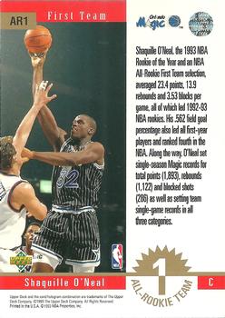 1993-94 Upper Deck - All-Rookie #AR1 Shaquille O'Neal Back