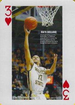 2014-15 Wichita Eagle Wichita State Shockers Playing Cards #3♥ Ria’n Holland Front