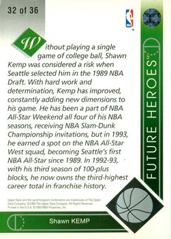 1993-94 Upper Deck - Future Heroes #32 Shawn Kemp Back