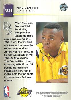 1993-94 Upper Deck - Rookie Standouts #RS15 Nick Van Exel Back