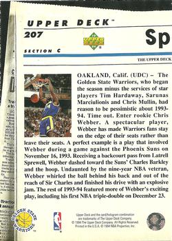 1993-94 Upper Deck Special Edition #207 Golden State Warriors Back
