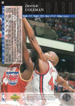 1993-94 Upper Deck Special Edition #44 Derrick Coleman Back