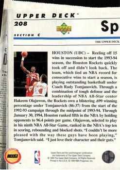 1993-94 Upper Deck Special Edition #208 Houston Rockets Back