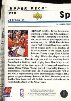 1993-94 Upper Deck Special Edition #219 Phoenix Suns Back