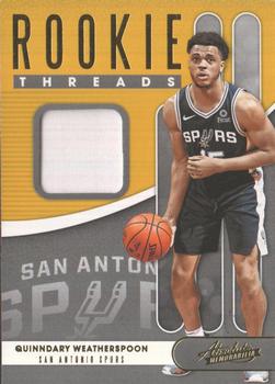 2019-20 Panini Absolute Memorabilia - Rookie Threads Level 1 #RT-QWS Quinndary Weatherspoon Front