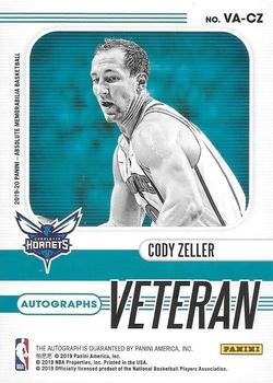 2019-20 Panini Absolute Memorabilia - Veteran Autographs Level 2 #VA-CZ Cody Zeller Back