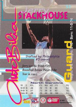 1995 Signature Rookies Autobilia - Jerry Stackhouse Promos #S1 Jerry Stackhouse Back