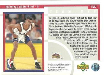 1993-94 Upper Deck - Team MVP #TM7 Mahmoud Abdul-Rauf Back