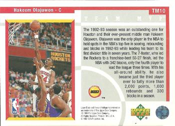 1993-94 Upper Deck - Team MVP #TM10 Hakeem Olajuwon Back
