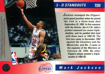 1993-94 Upper Deck - Triple Double 3-D Standouts #TD5 Mark Jackson Back