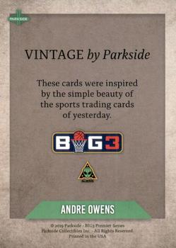 2019 Parkside Big3 - Vintage #NNO Andre Owens Back