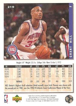1994-95 Collector's Choice #219 Grant Hill Back