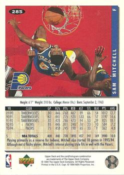 1994-95 Collector's Choice #285 Sam Mitchell Back