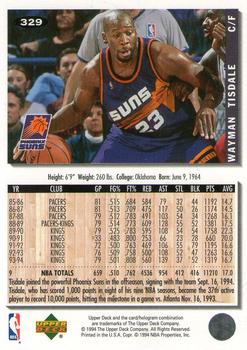 1994-95 Collector's Choice #329 Wayman Tisdale Back