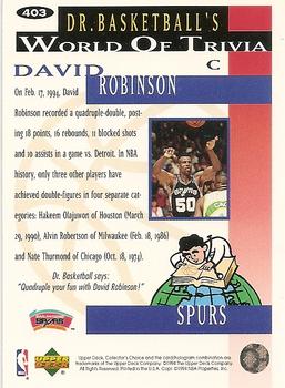 1994-95 Collector's Choice #403 David Robinson Back