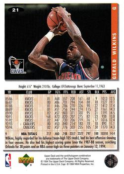 1994-95 Collector's Choice #21 Gerald Wilkins Back