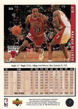 1994-95 Collector's Choice #33 Scottie Pippen Back