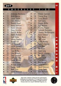 1994-95 Collector's Choice #207 Tim Hardaway Back