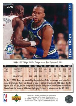1994-95 Collector's Choice #276 Sean Rooks Back