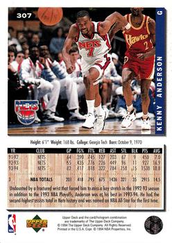 1994-95 Collector's Choice #307 Kenny Anderson Back