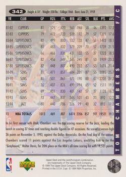1994-95 Collector's Choice #342 Tom Chambers Back