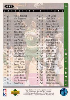 1994-95 Collector's Choice #417 Shawn Kemp Back