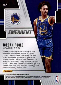 2019-20 Panini Prizm - Emergent #4 Jordan Poole Back