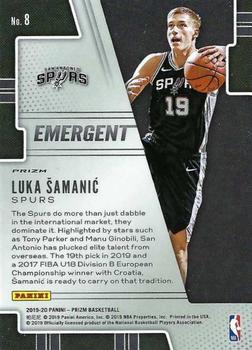 2019-20 Panini Prizm - Emergent Silver #8 Luka Samanic Back