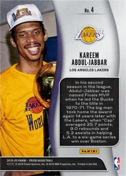 2019-20 Panini Prizm - NBA Finalists #4 Kareem Abdul-Jabbar Back