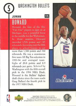 1994-95 Collector's Choice - 1994 NBA Draft Lottery Picks Exchange #5 Juwan Howard Back