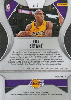 2019-20 Panini Prizm - Prizms Green #8 Kobe Bryant Back