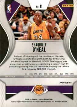 2019-20 Panini Prizm - Prizms Premium Blue Shimmer #11 Shaquille O'Neal Back