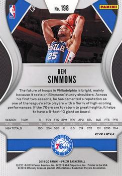 2019-20 Panini Prizm - Prizms Red White and Blue #198 Ben Simmons Back