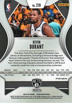 2019-20 Panini Prizm - Prizms Red White and Blue #210 Kevin Durant Back