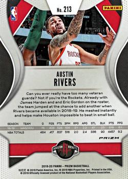 2019-20 Panini Prizm - Prizms Red White and Blue #213 Austin Rivers Back