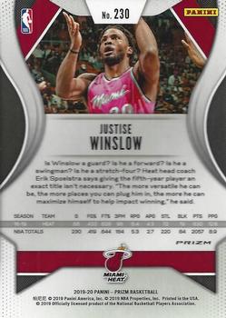 2019-20 Panini Prizm - Prizms Red White and Blue #230 Justise Winslow Back